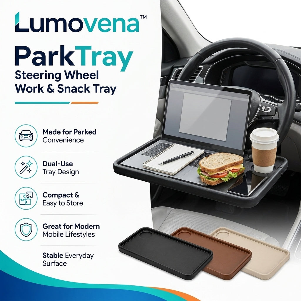 Lumovena™ ParkTray Steering Wheel Work & Snack Tray