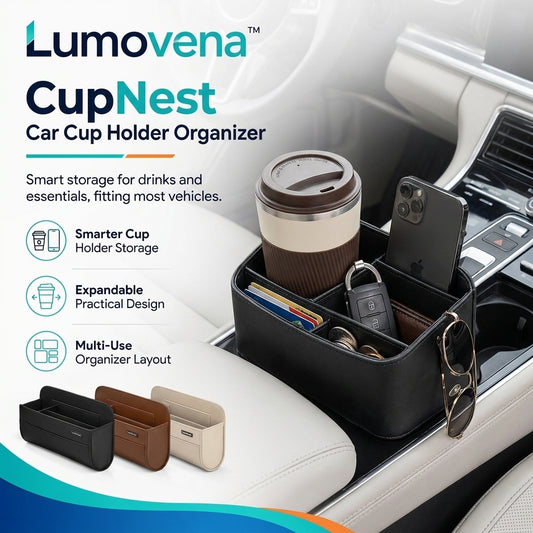 Lumovena™ CupNest Expandable Car Cup Holder Organizer
